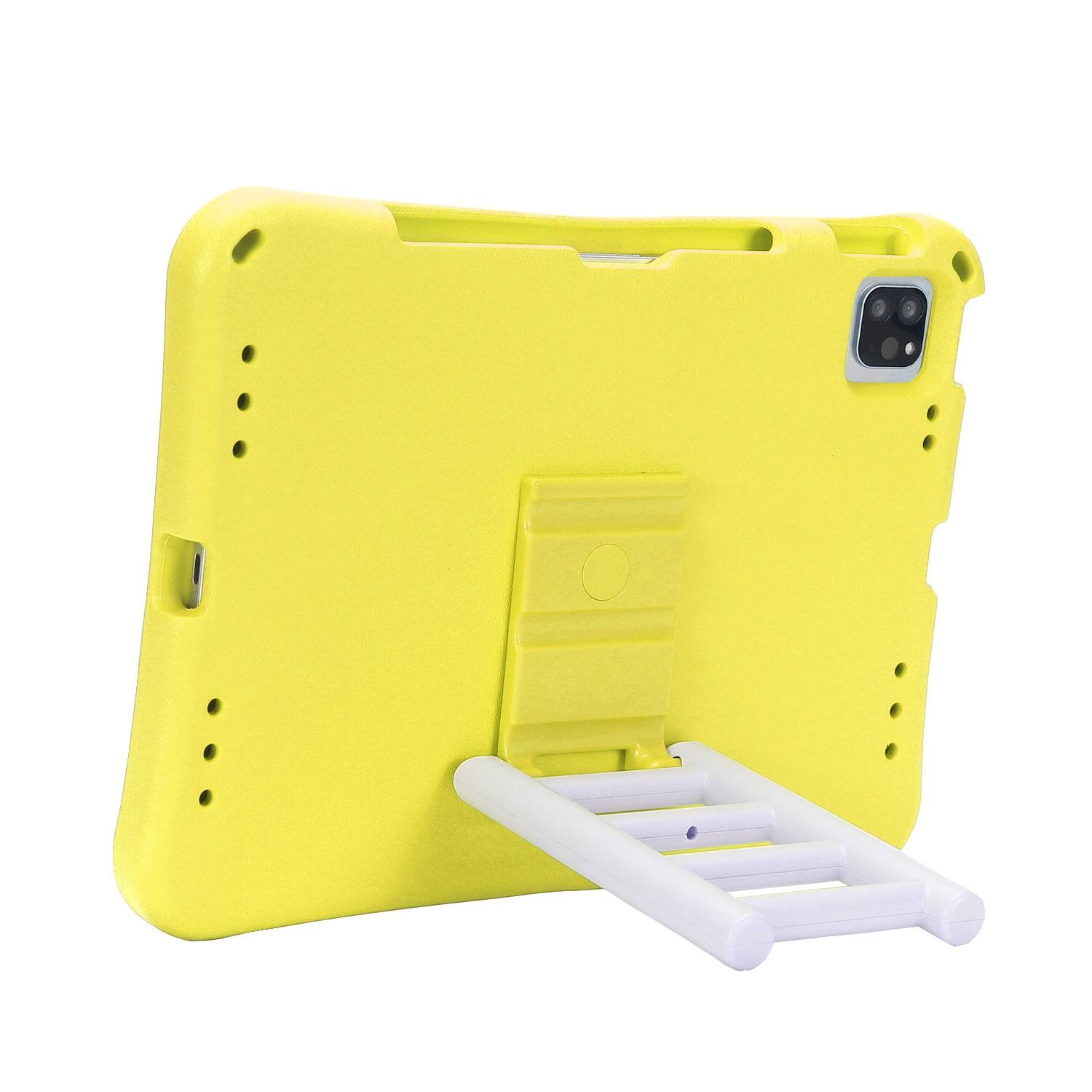 Left. Dteck - for Apple iPad Air (M4) 11" 2026/(M3) 2025/(M2) 2024 Rugged Case,Shockproof Heavy Duty EVA Cover with Rotating Stand - Yellow.