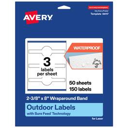 Avery - Waterproof Wraparound Band Labels, 2-3/8" x 8", 150 Total - White