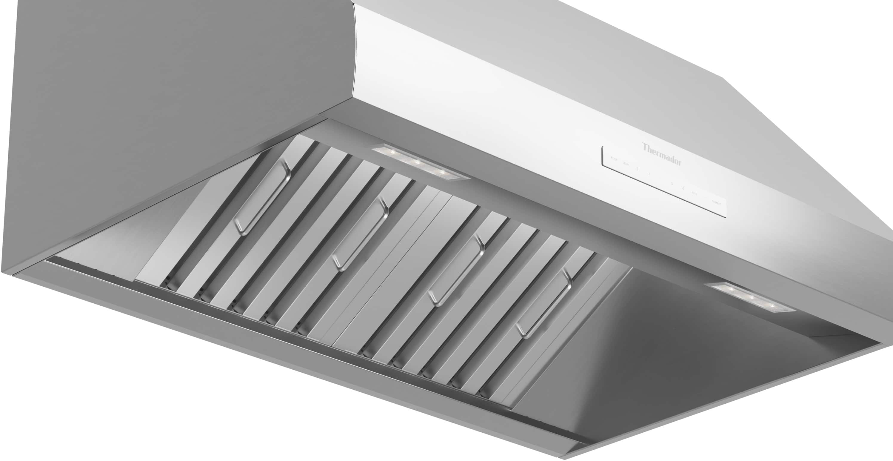 Left. Thermador - PROFESSIONAL SERIES 36" Externally Vented Range Hood - Stainless steel.