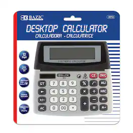 BAZIC Products - 12-Digit Dual Power Desktop Calculator with Adjustable Display