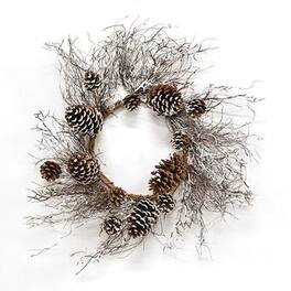 BreeBe - *Snow Fallen Twig & Pinecone Wreath 24" - Brown