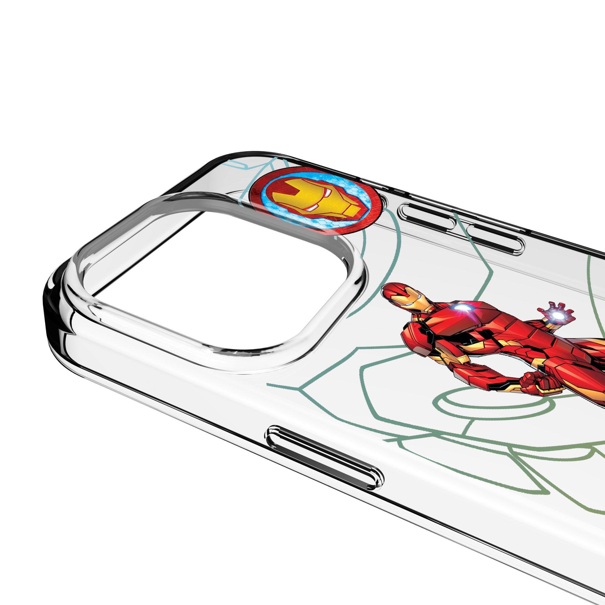 Left. Keyscaper - Marvel MechLine Clear Phone Case - Apple iPhone 16 Pro - Iron Man.