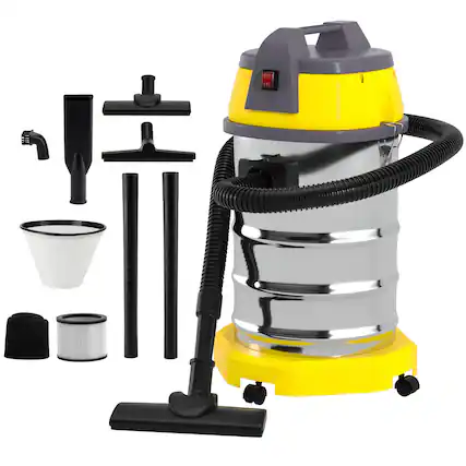 Front. Topteng - 8HP 3200W 2-in-1 Wet/Dry Vacuum - 10Gal Stainless Tank, with Filter and Attachments for House Garage Workshop Car - Yellow&Silver.