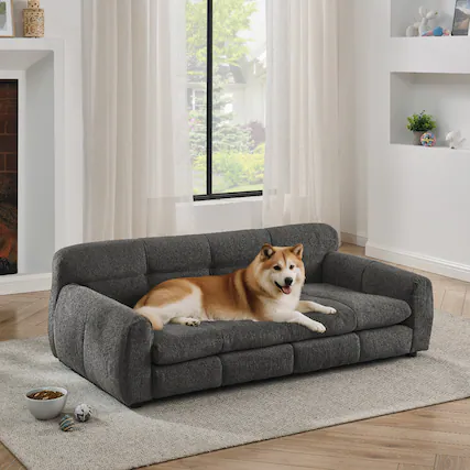 Front. APRILSOUL - Soft and comfortable pet bed for big and oversized dogs durable elevated dog sofa bed comfortable dog sofa DARK GRAY.