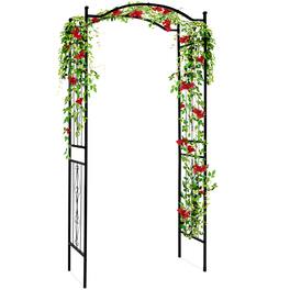 Best Choice Products - 92in Steel Garden Arch Arbor Outdoor Trellis for Garden, Climbing Plants w/ Wire Lattice - Black