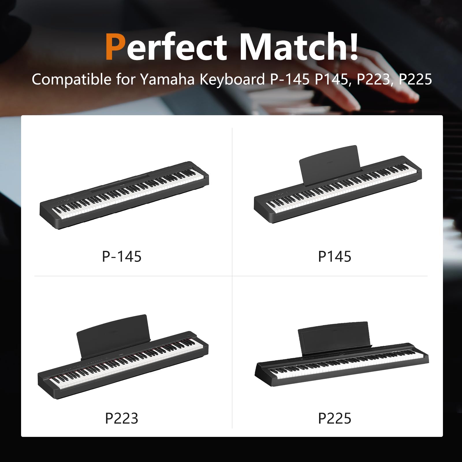 Perfect Match!  
Compatible for Yamaha Keyboard P-145, P145, P223, P225  

P-145  
P145  
P223  
P225