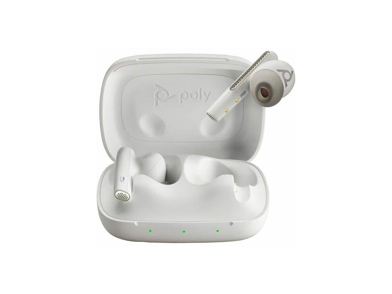 HP - Poly True Wireless Earbuds - Stereo/Mono, Bluetooth, Noise Canceling, White Sand