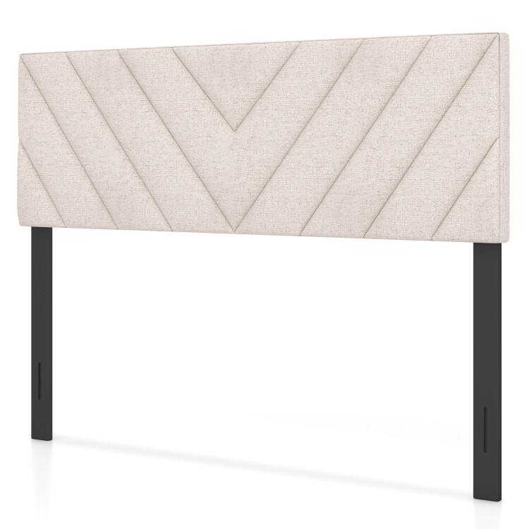 Front. SlickBlue - Modern Upholstered Headboard in Linen for Full and Queen Frames - Beige.