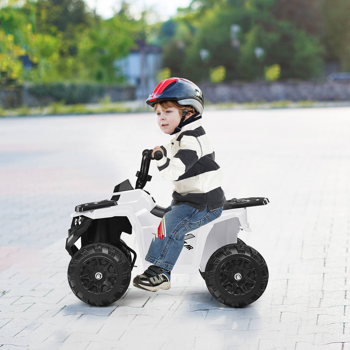 Alt View 7. Costway - Costway Kids Ride On ATV Quad 4 Wheeler Electric Toy Car 6V Battery Power Led Lights - White.