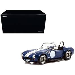Shelby Cobra 427 S/C Blue with White Stripes and Race Graphics 1/18 Diecast Model Car by Kyosho