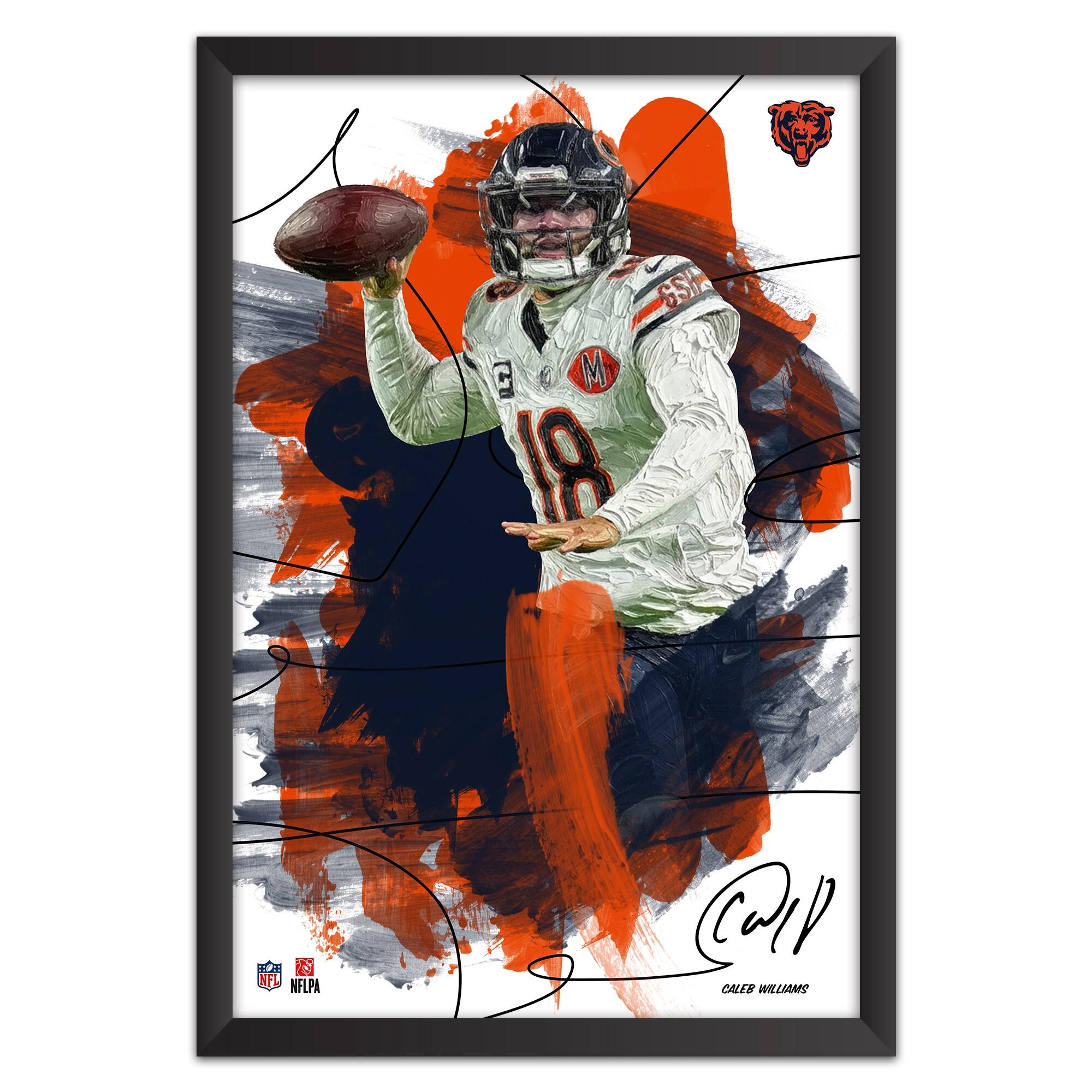 Caleb Williams Chicago Bears 27" x 39" Brush Stroke Player Framed Art Print