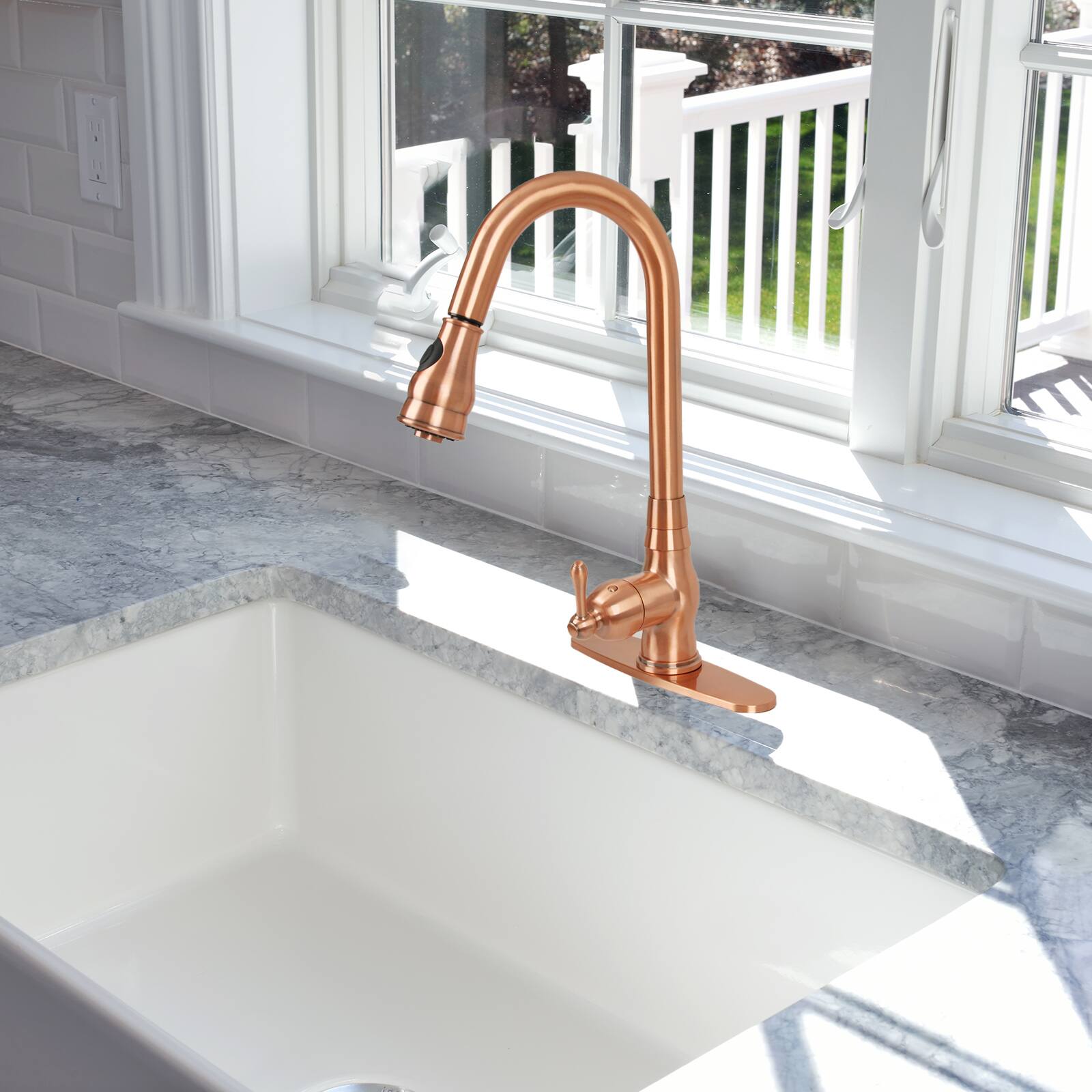 Alt View 3. Akicon - Akicon 10" Commercial Kitchen Sink Faucet Hole Cover Deck Plate Escutcheon in Copper - Copper.