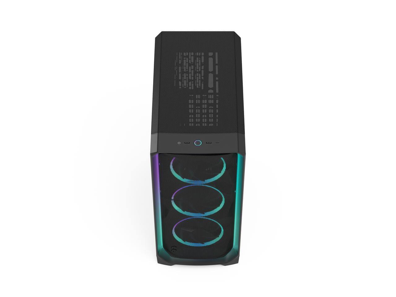 Alt View 3. Fractal Design - Fractal Design Meshify 3 Ambience Pro RGB ATX mATX Mid Tower PC Case - Black Chassis with Light Tinted TG Side Panel - Black.