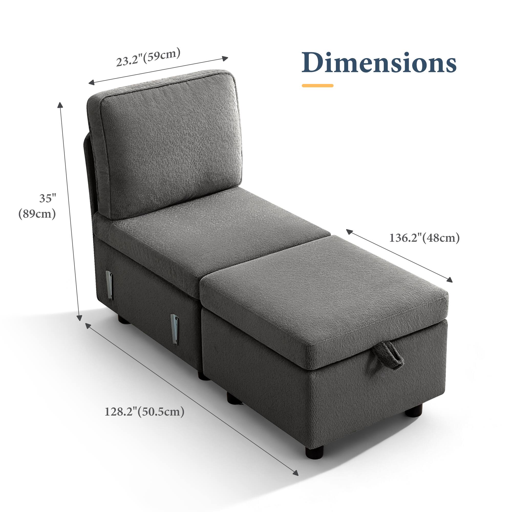 23.2" (59cm)  
Dimensions  
35" (89cm)  
136.2" (48cm)  
128.2" (50.5cm)