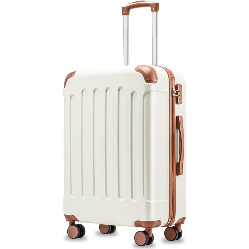 LUGGEX - 28 Inch Luggage with Spinner Wheels, Hardside Suitcase with Wheels and TSA Approved - Lite-YY - White