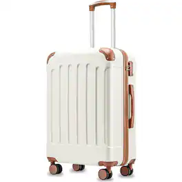 LUGGEX - 28 Inch Luggage with Spinner Wheels, Hardside Suitcase with Wheels and TSA Approved - Lite-YY - White