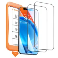 TORRAS - GlassGo Ultra Unbreakable Shatterproof Tempered Glass & Full Coverage Screen Protector for Apple iPhone15 2-Pack - Clear - Angle_Zoom