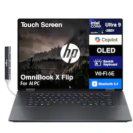 HP - OmniBook X Flip 2-in-1 Laptop 16.0 2.8K (Intel Ultra 9-288V, 32GB LPDDR5X, 2TB PCIe SSD, Win 11 Pro) w/USB Hub - Eclipse Gray