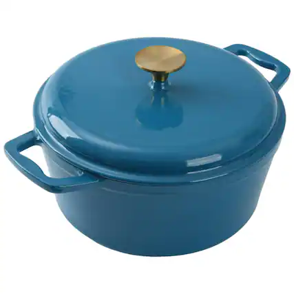 Front. Mirfee - 4.75qt Enameled Cast Iron Dutch Oven, Oven-Safe, Blue - Blue.