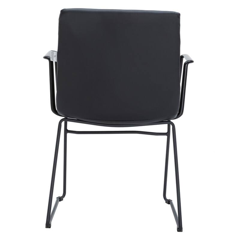Alt View 4. LeisureMod - Zylar Office ArmChair with PU Leather, Foam Cushion, Stainless Steel Base & Ergonomic Support - Black.