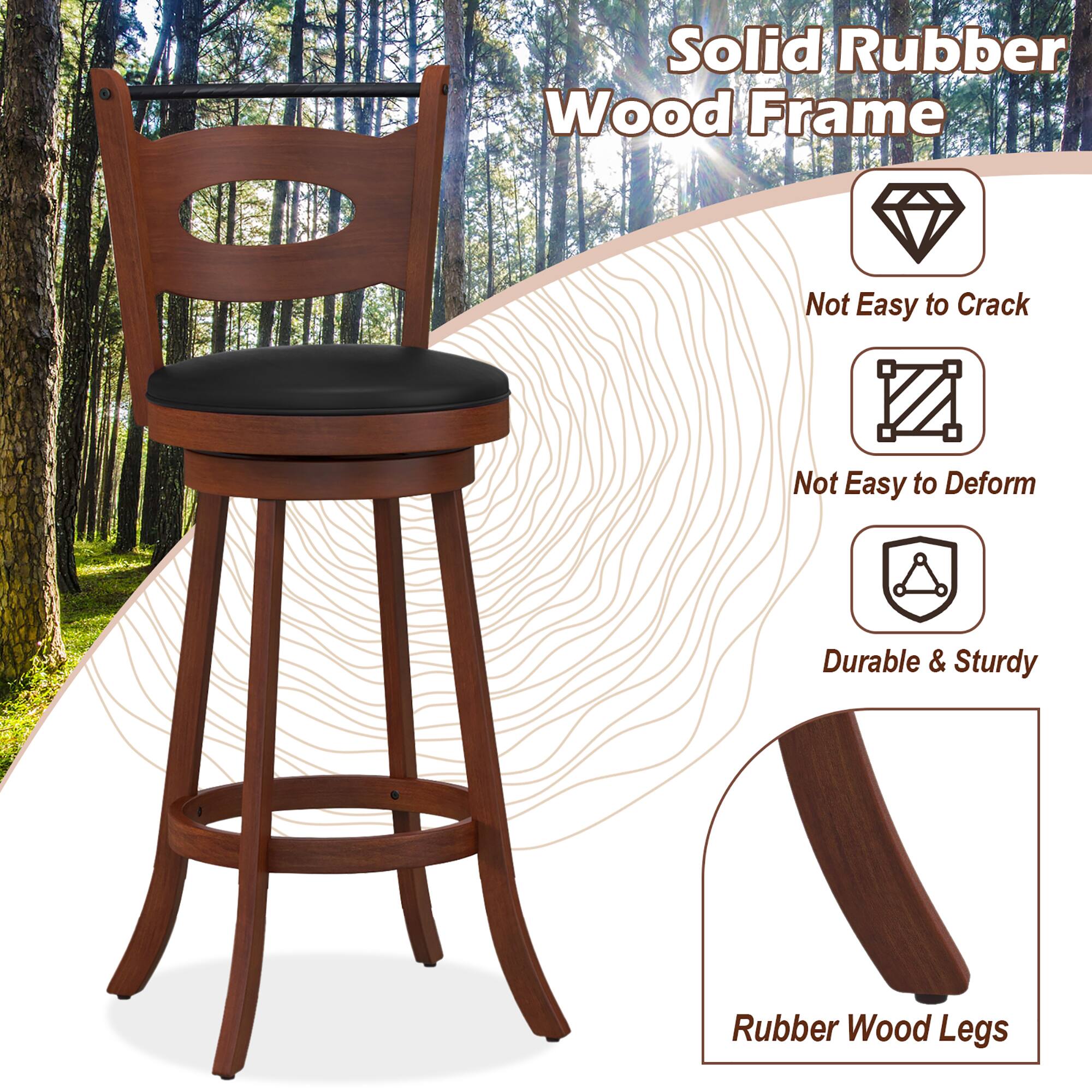 Solid Rubber Wood Frame: Not Easy to Crack, Not Easy to Deform, Durable & Sturdy Rubber Wood Legs