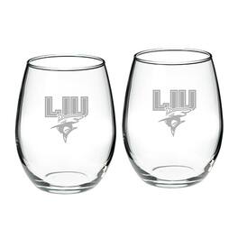 Jardine - LIU Sharks Team Design Two-Piece 21oz. Stemless Wine Glass Set - Multicolor