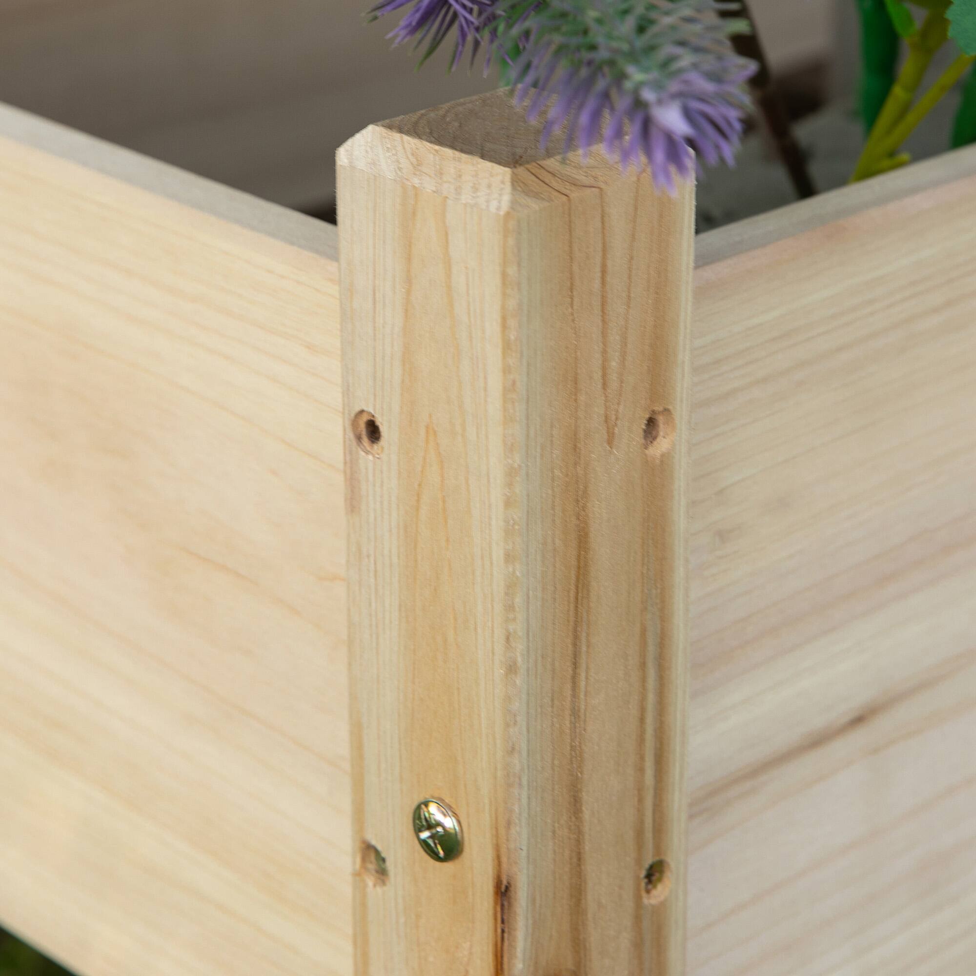 Alt View 8. Outsunny - 34"x34"x28" Raised Garden Bed, 2-Tier Elevated Wood Planter Box for Backyard, Patio to Grow Vegetables, Herbs - Natural.