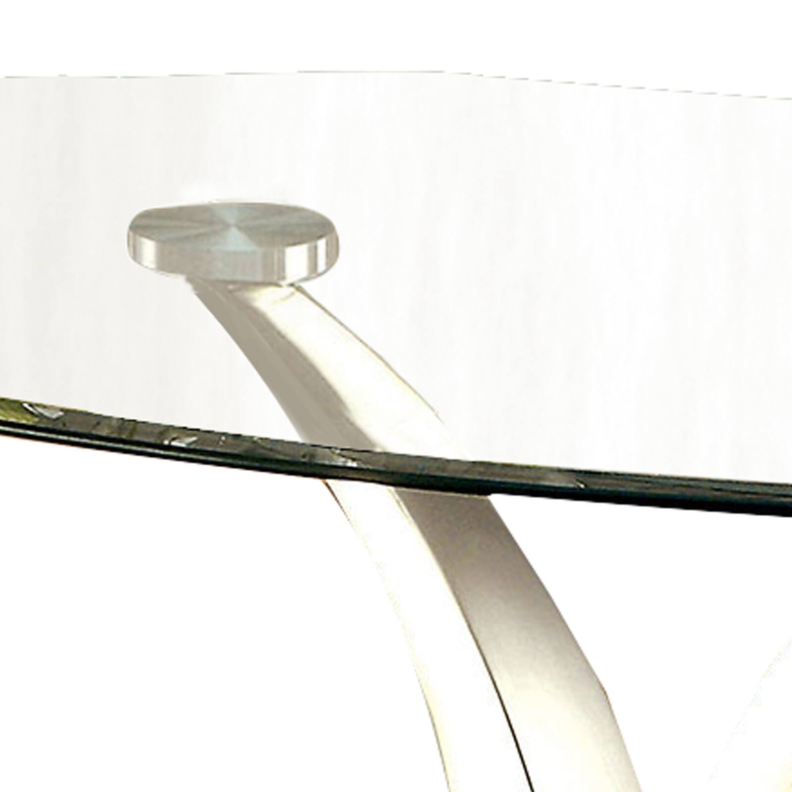 Alt View 3. Manhattan Lane - Contemporary Oval Glass Top Coffee Table with Flared Base - Silver and Black.