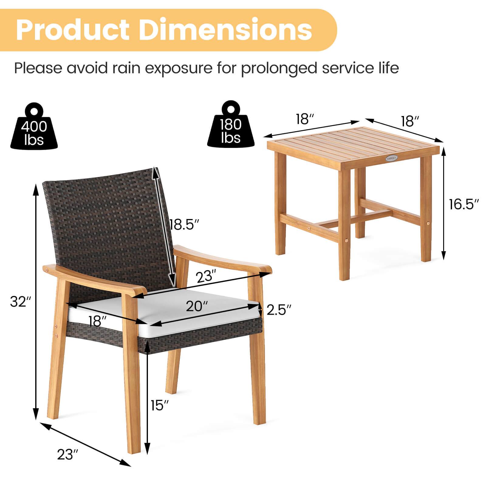 Product Dimensions

Please avoid rain exposure for prolonged service life

400 lbs

180 lbs

18" x 18"

18.5" x 16.5" x 32"

18" x 23" x 20" x 2.5" x 15" x 23"
