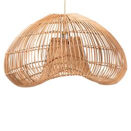 bali & pari - Hansa Natural Rattan Pendant Lampshade - Handcrafted Dome-Shape Ceiling Light Cover, Coastal Boho Décor - Natural Brown