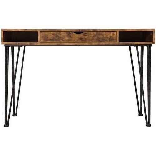 Front. Hivvago - Farmhouse Rustic Home Office 1 Drawer Writing Desk - Rustic Brown.