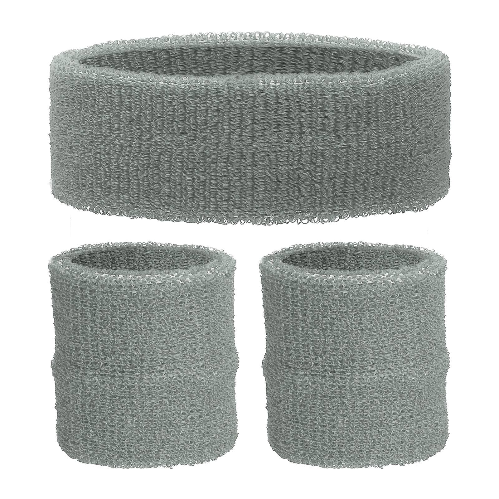 Unique Bargains - Sweatband Set, 1pc Headband + 2pcs Wristbands Moisture Wicking Breathable Athletic Bands 3pcs for Sports - Gray price history on PriceWatchPro