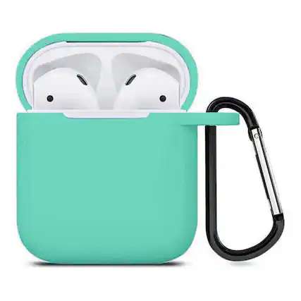 Front. Entronix - Entronix AirPods Case - Soft-Touch Liquid Silicone for 1st & 2nd Generation - Teal.