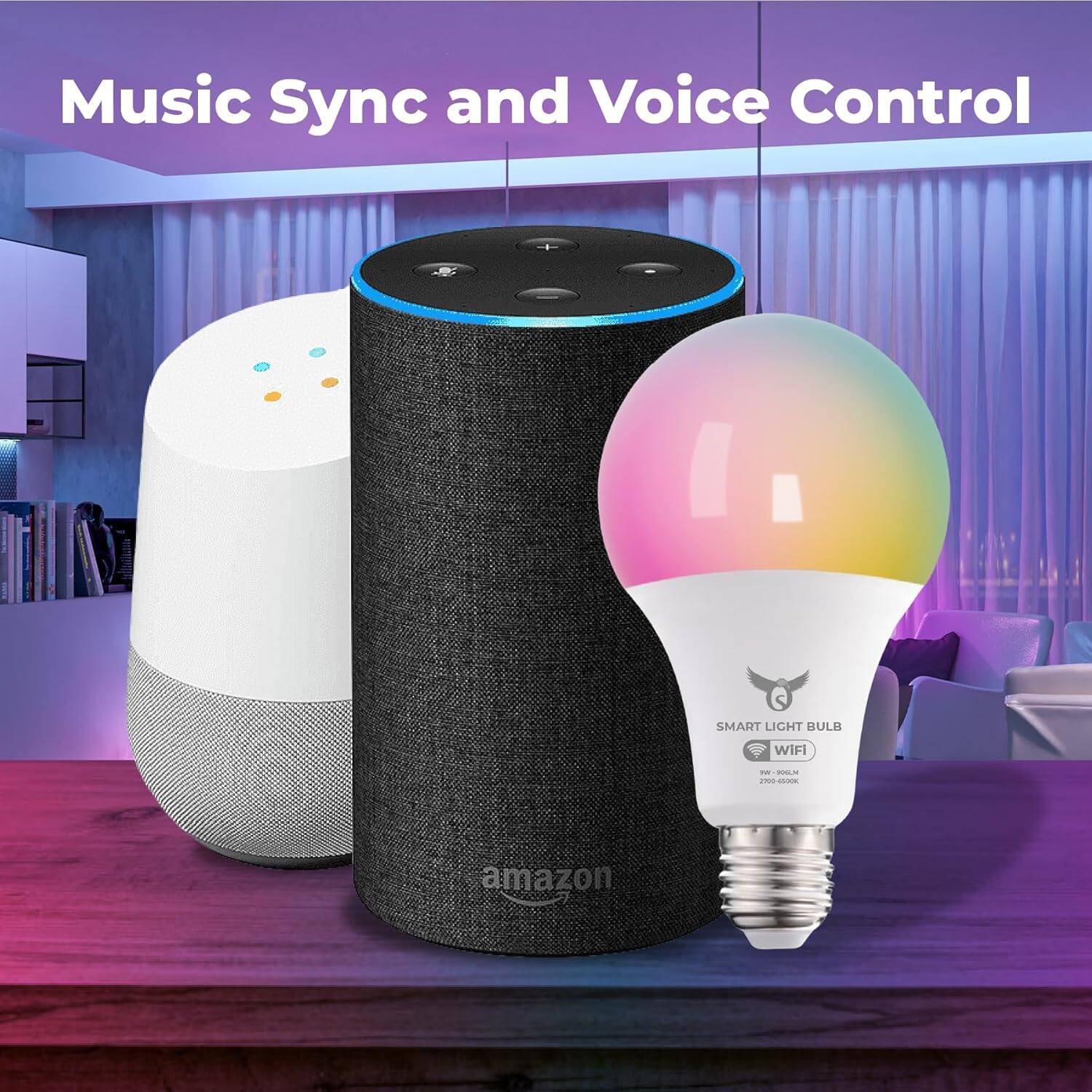 Music Sync and Voice Control

SMART LIGHT BULB
WIFI
220-240V
5W - 5000LM

amazon