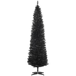 PULUZ - 7ft Unlit Pencil Artificial Christmas Tree with Realistic Branches and 499 Tips, Plastic Base - Black