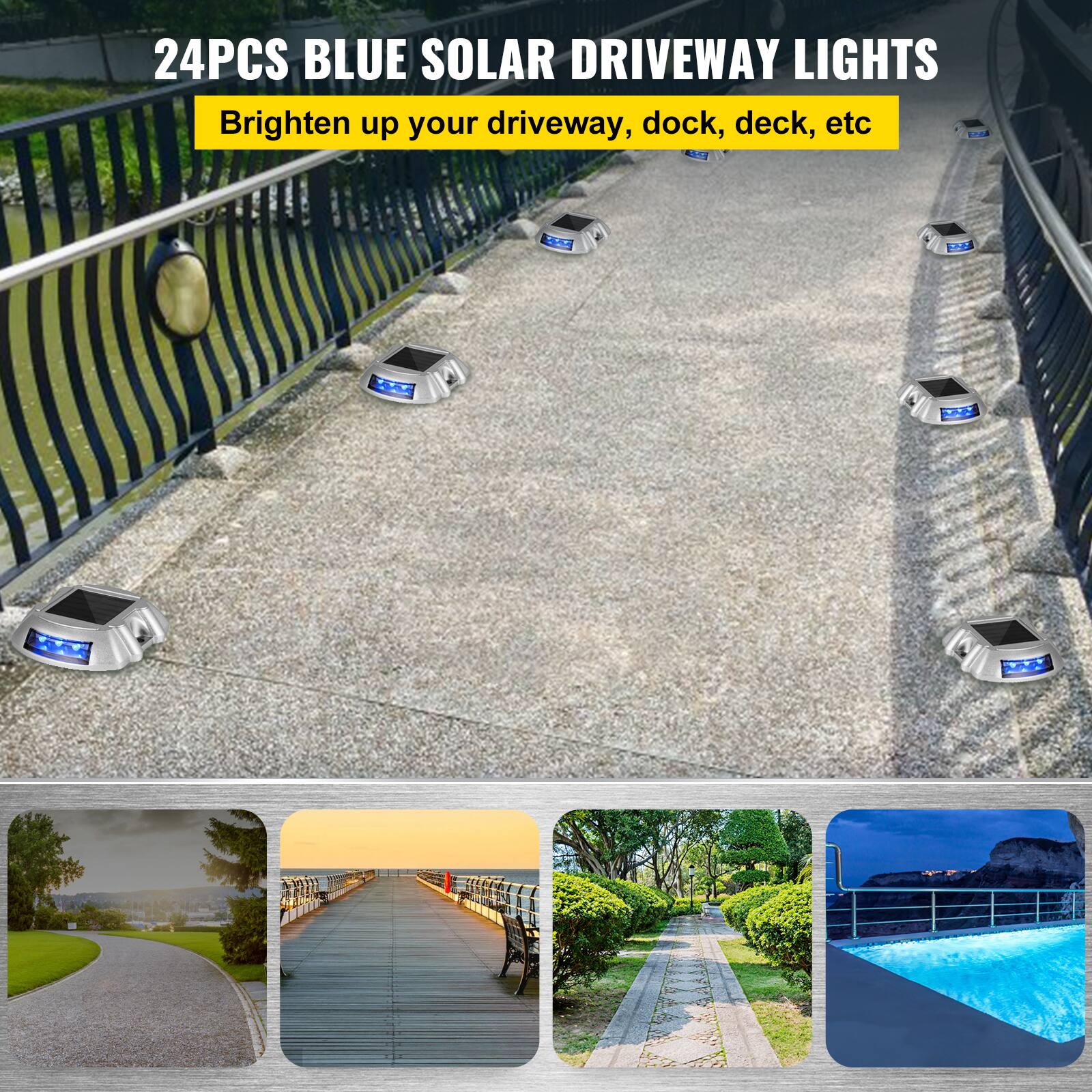 24PCS BLUE SOLAR DRIVEWAY LIGHTS  
Brighten up your driveway, dock, deck, etc