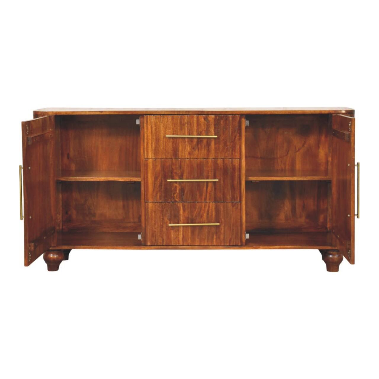 Alt View 5. Artisan Furniture - Artisan Furniture Solid Wood Chestnut Curve Sideboard, 3 Drawers, 4 Shelves, Brown - Brown.