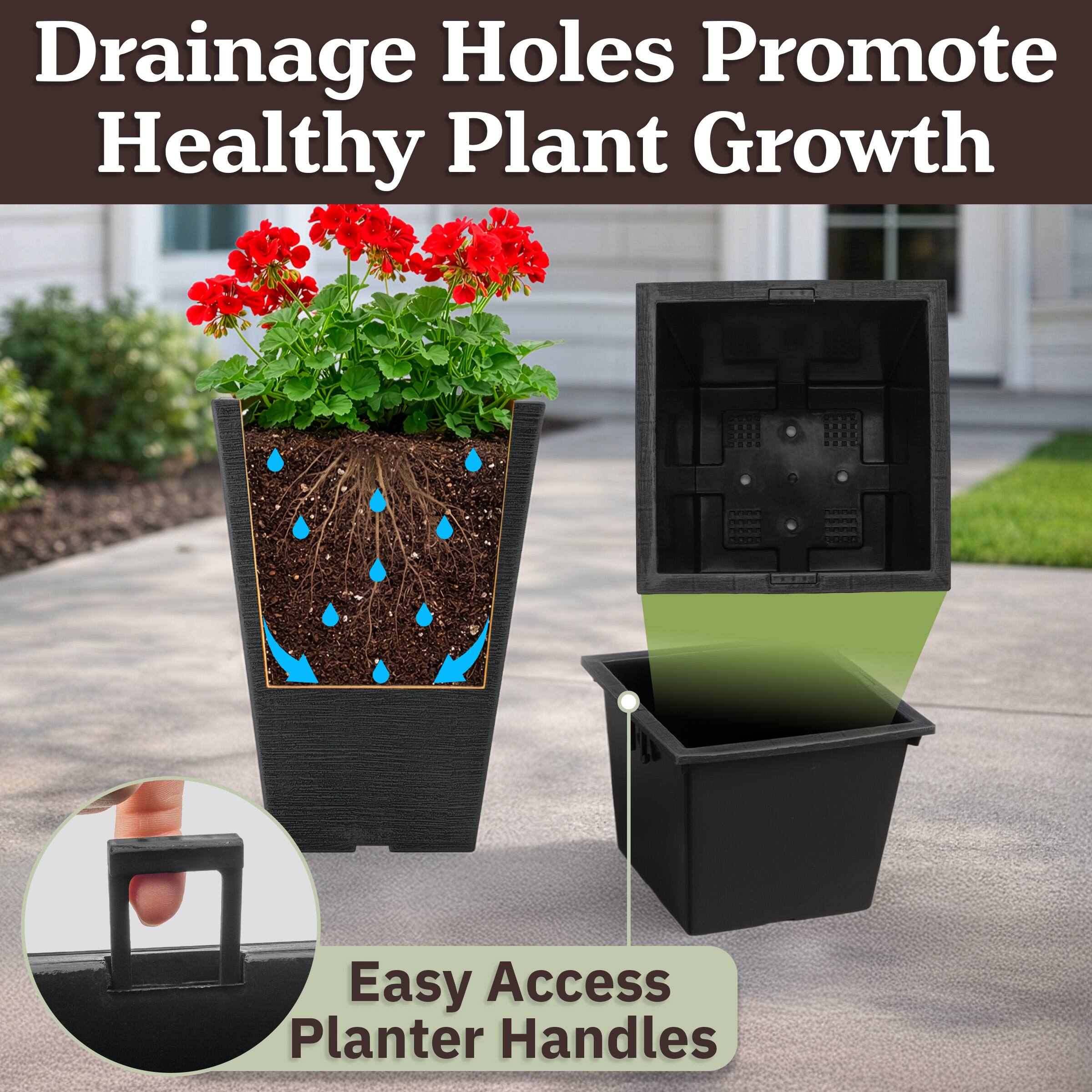 Drainage Holes Promote Healthy Plant Growth

Easy Access Planter Handles