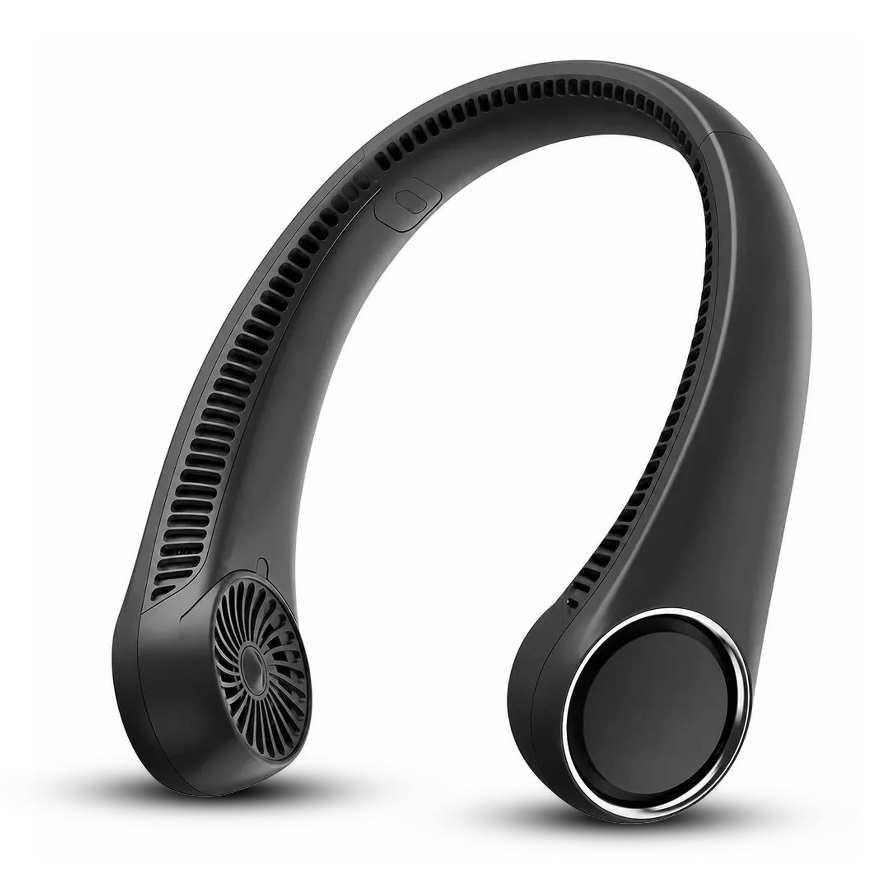 Alt View 2. Luminuxe - Portable Neck Fan, Rechargeable Hands-Free Wearable Fan, 3-Speed Adjustable Cooling, Lightweight Outdoor Travel Fan - Black.