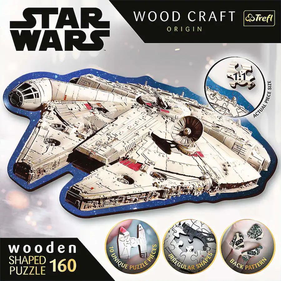 Color Re Craft Trefl Wood Craft 160 Piece Wooden Puzzle Star Wars Millennium Falcon ...