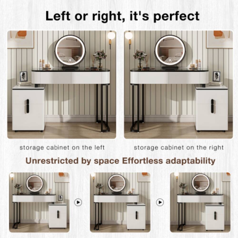 Left or right, it's perfect

storage cabinet on the left
storage cabinet on the right

Unrestricted by space
Effortless adaptability