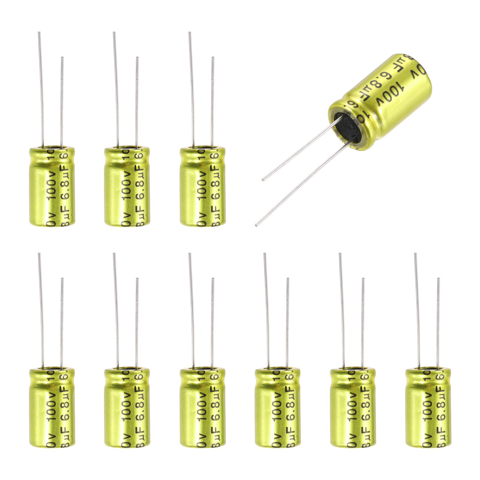 Unique Bargains - 6.8uF 100V Non-Polarized Electrolytic Capacitor, 10x17mm Aluminum Audio Cap, for DIY Tweeter, 10pcs - Gold price history on PriceWatchPro