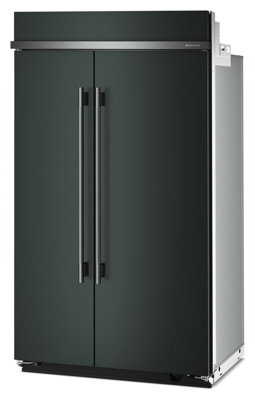 Left. KitchenAid - 30 Cu. Ft. Built-In Side-by-Side Refrigerator with Platinum Interior - Juniper.