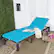 Alt View 3. Costway - Outdoor Rattan Lounge Chair Chaise Recliner Adjustable Cushioned Patio - Turquoise.