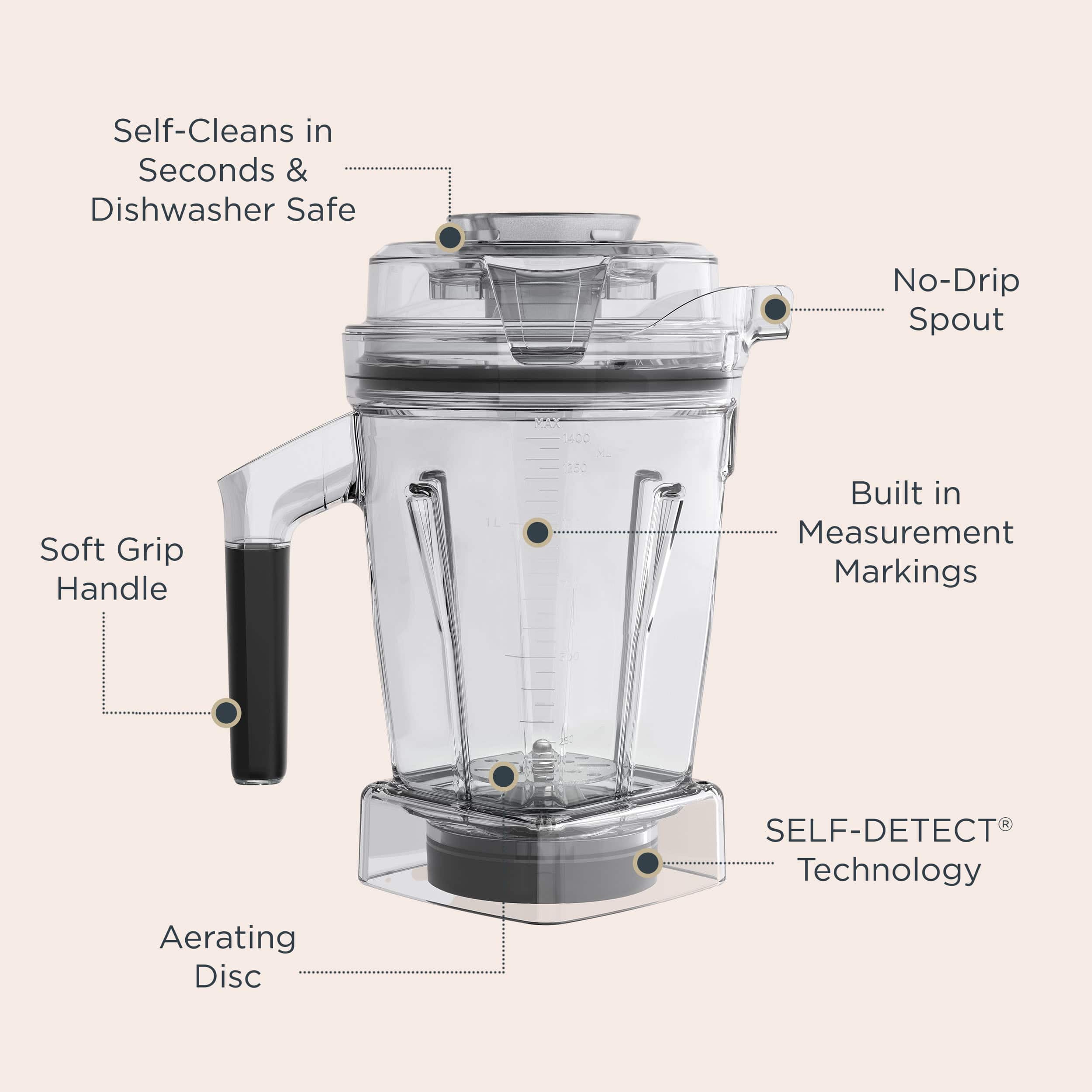 - Self-Cleans in Seconds & Dishwasher Safe
- No-Drip Spout
- Soft Grip Handle
- Built in Measurement Markings
- SELF-DETECT® Technology
- Aeration Disc