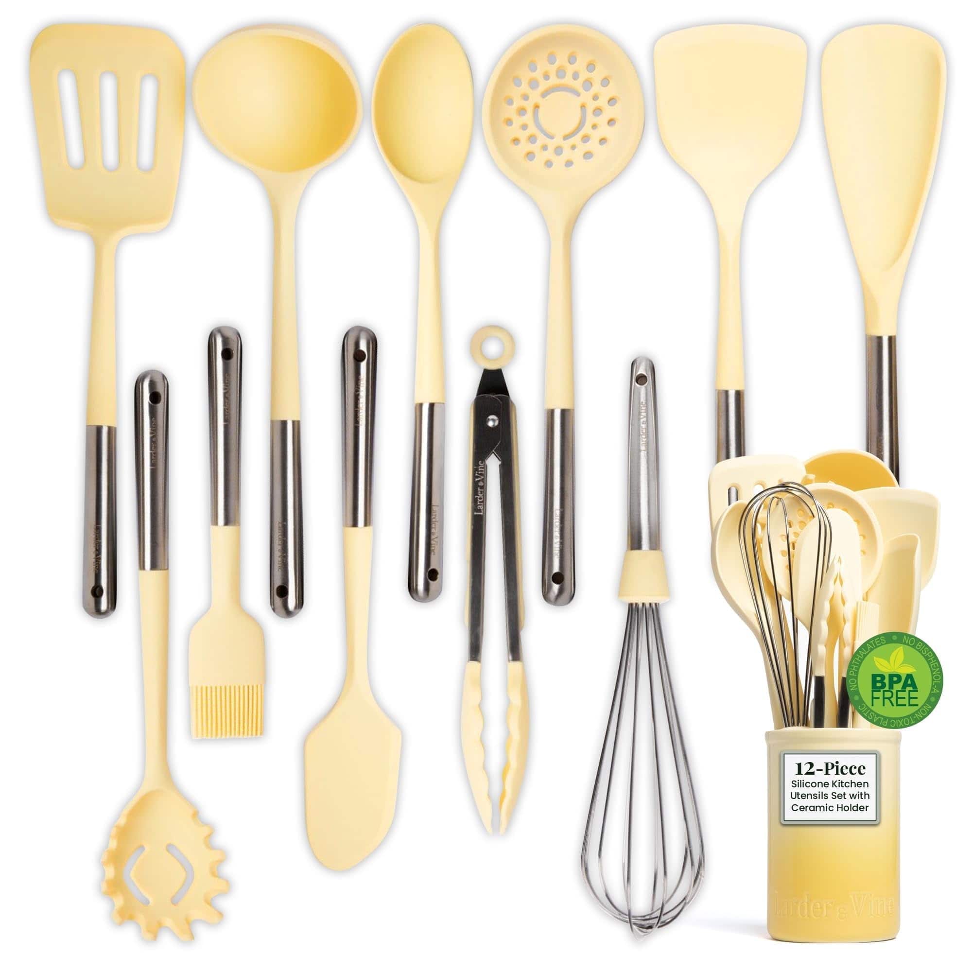 Larder & Vine - 12 Piece Kitchen Cooking Utensil Set - Limoncello