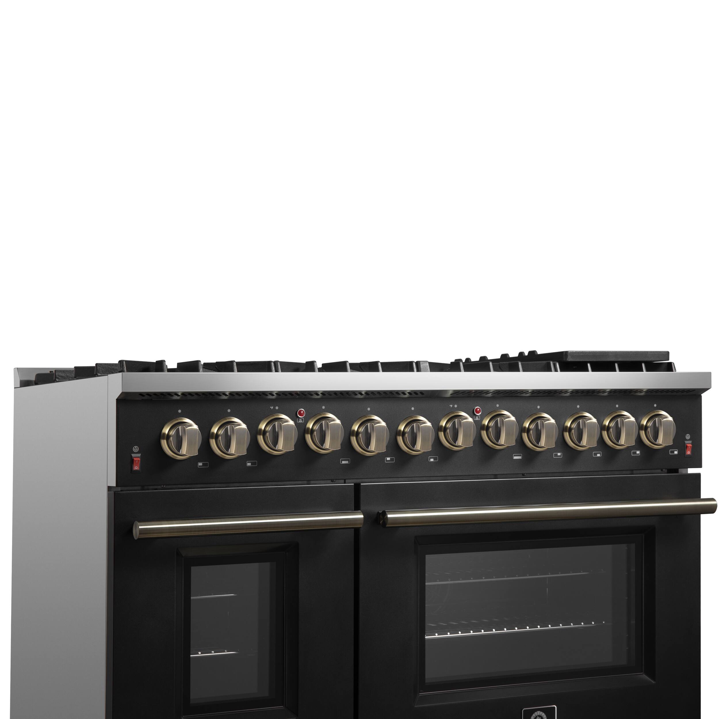 Alt View 5. Forno Appliances - Galiano 6.58 Cu. Ft. Freestanding Dual Fuel Range with Convection Oven and Griddle - Black Door.