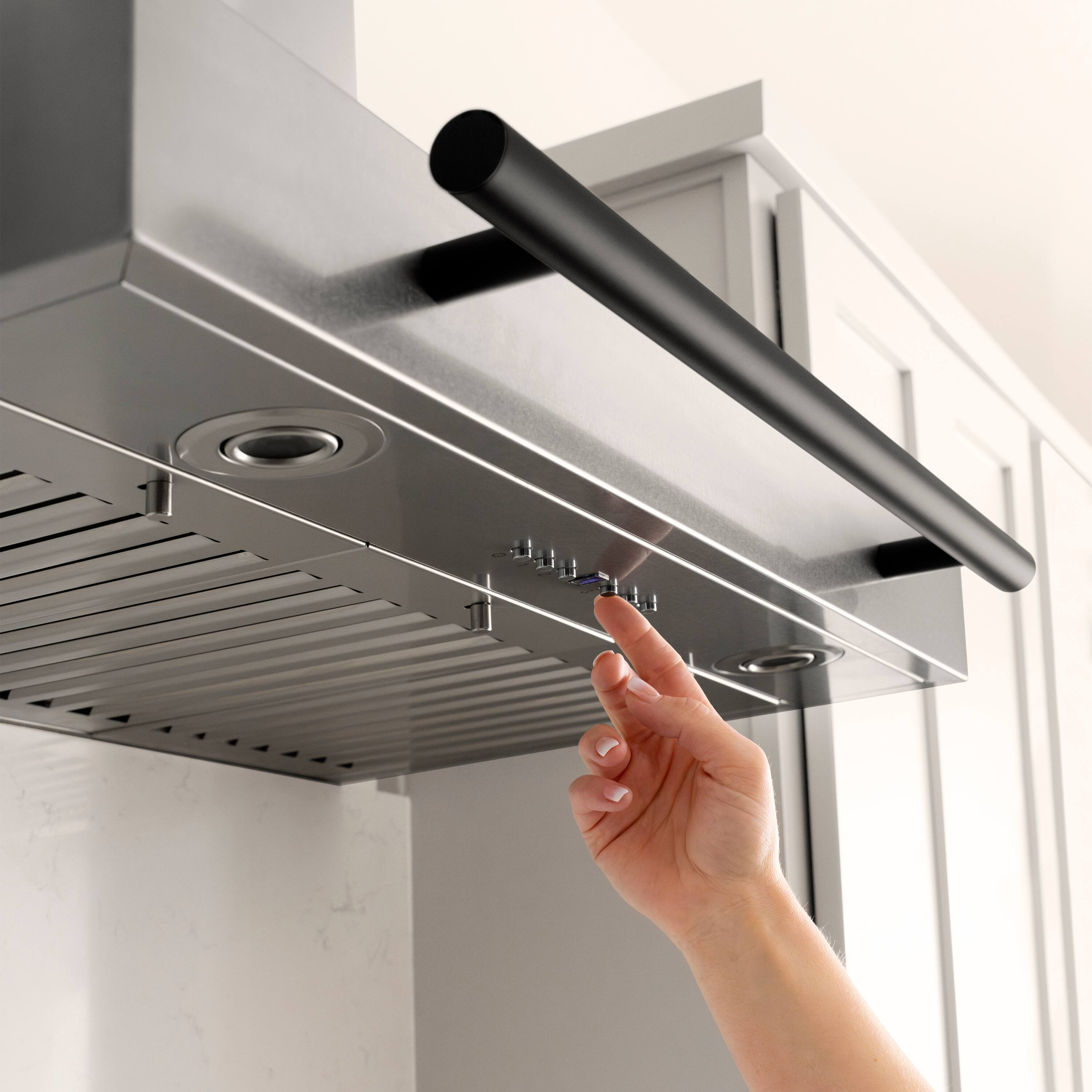 Alt View 3. ZLINE - 30 in. Autograph Edition Convertible Stainless Steel Range Hood with Stainless Steel Shell and Matte Black Accents - Stainless steel.