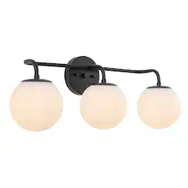 Jonathan Y - Louis Parisian Globe 25" 3-Light Metal/Frosted Glass Modern Contemporary LED Vanity Light - Black