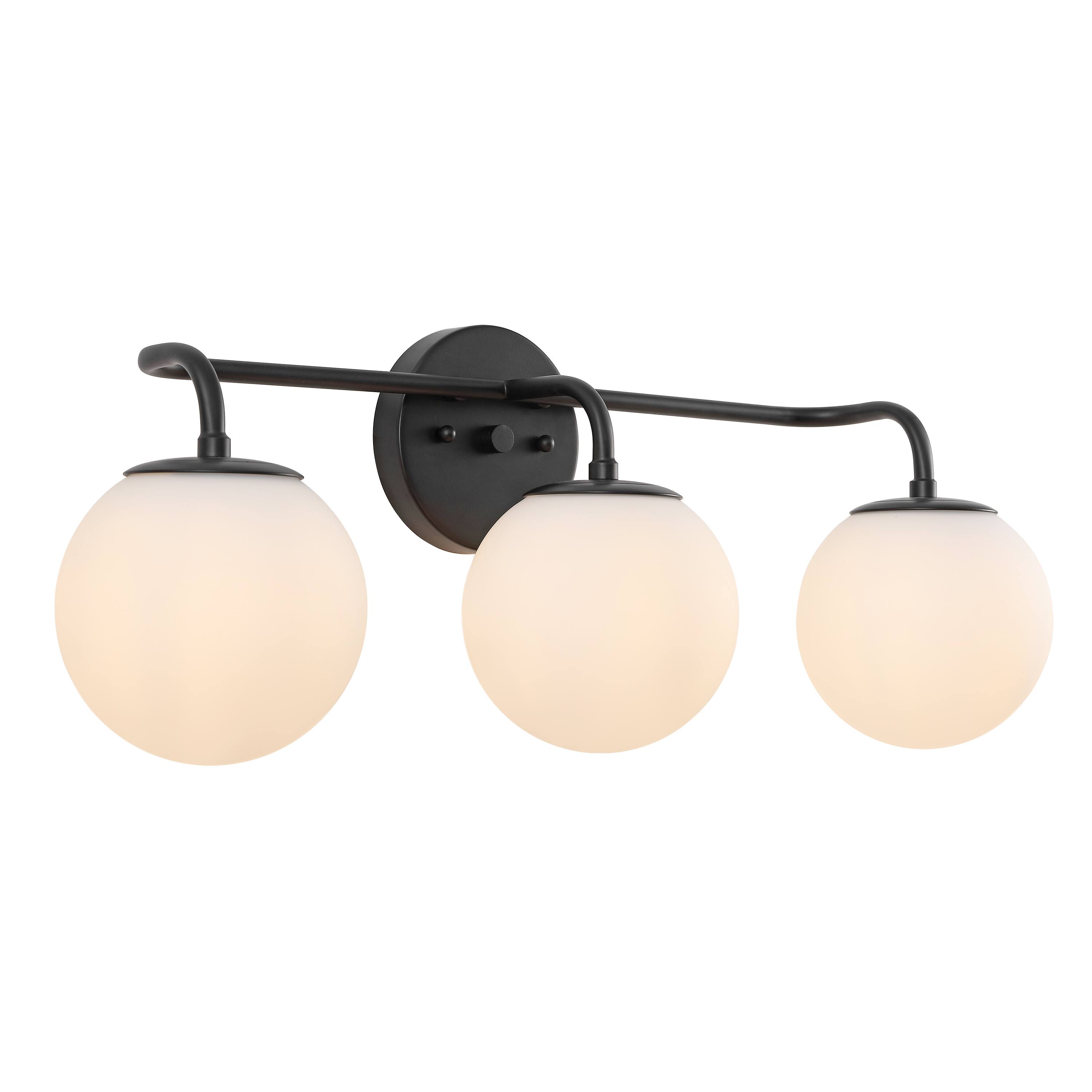 Front. Jonathan Y - Louis Parisian Globe 25" 3-Light Metal/Frosted Glass Modern Contemporary LED Vanity Light, Black - Black.